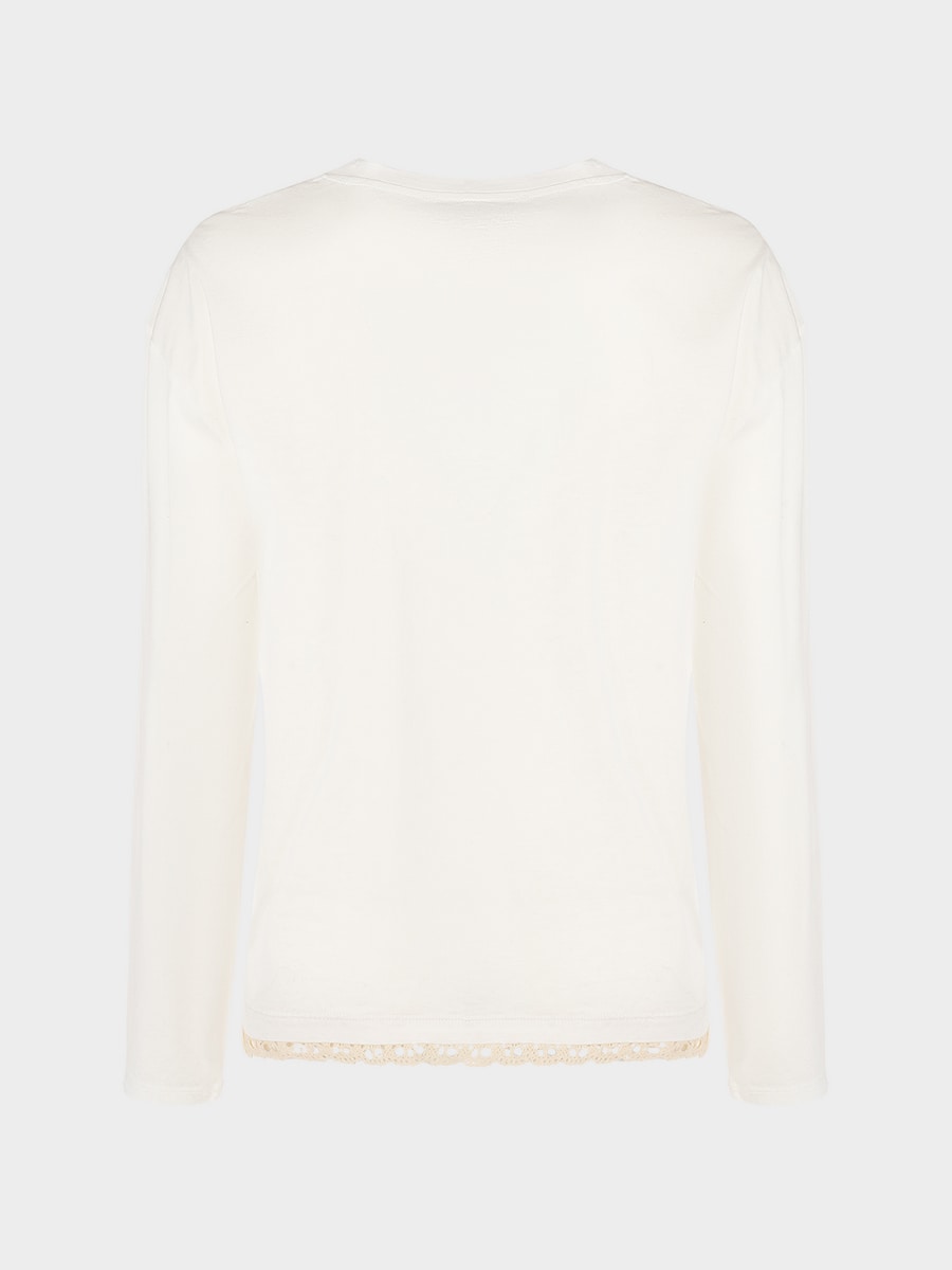 Лонгслив из хлопка с кружевом