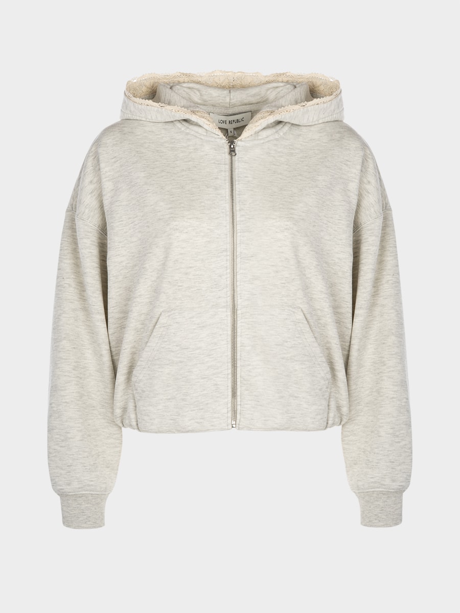 Толстовка из хлопка с кружевом