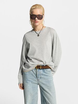 Лонгслив из хлопка с кружевом 3599₽