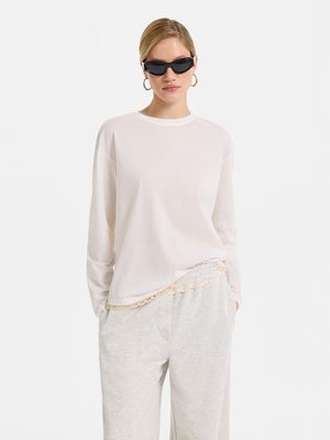 

Лонгслив из хлопка с кружевом