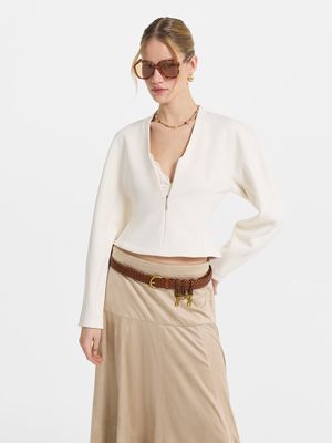 

Блузка на молнии с объемными рукавами