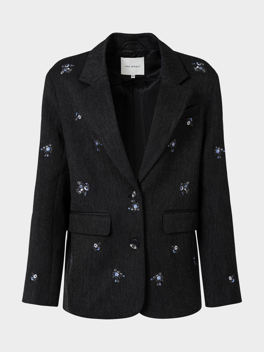 Жакет с цветочной вышивкой