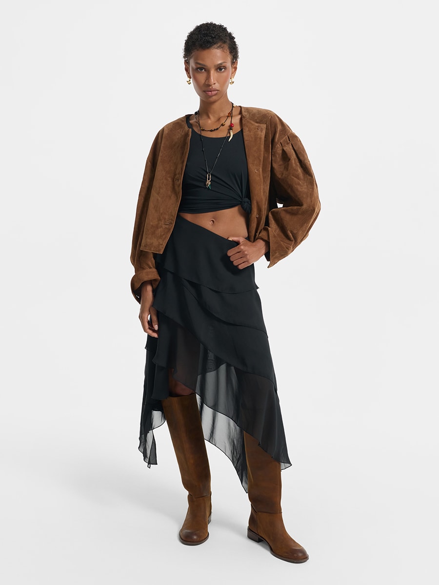 Шифоновая юбка с воланами