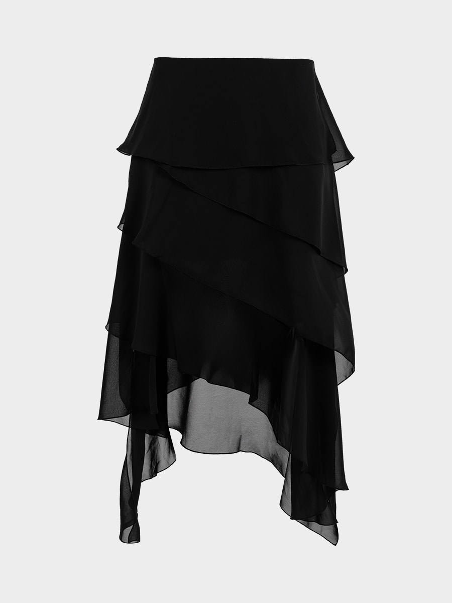 Шифоновая юбка с воланами