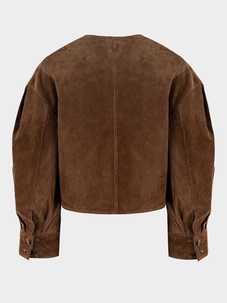 Жакет из натуральной замши с объемными рукавами 6153231620-63
