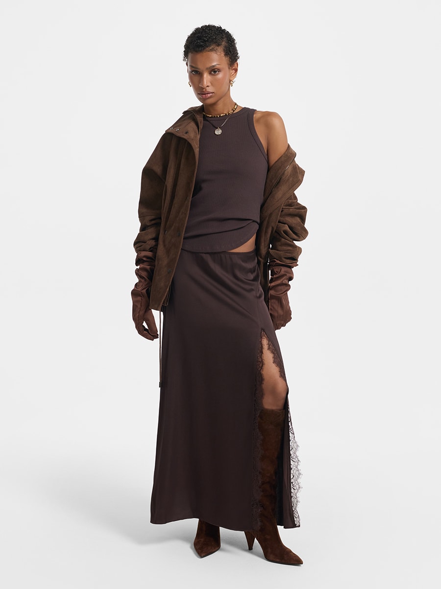 Юбка миди из 100% вискозы с кружевом