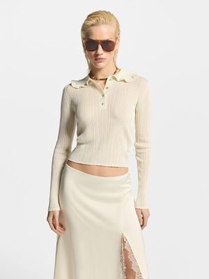 

Джемпер-поло с фигурным воротником