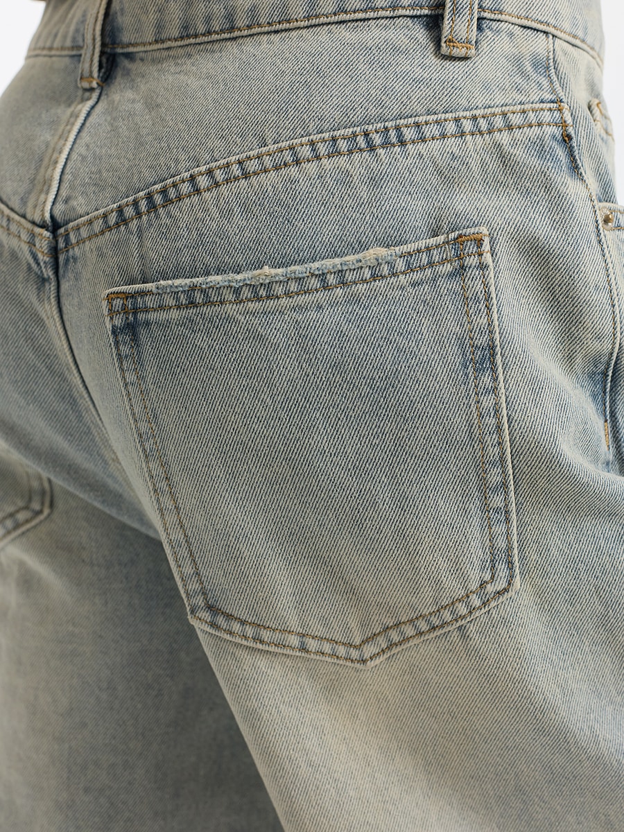 Джинсы Straight fit с цветочной вышивкой 6153440723-102