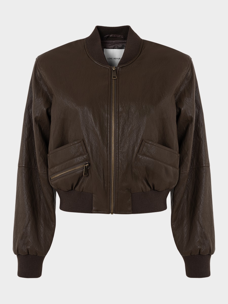 Бомбер из экокожи 