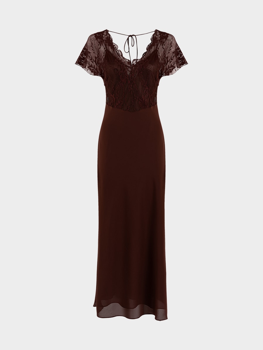 Платье миди с кружевом