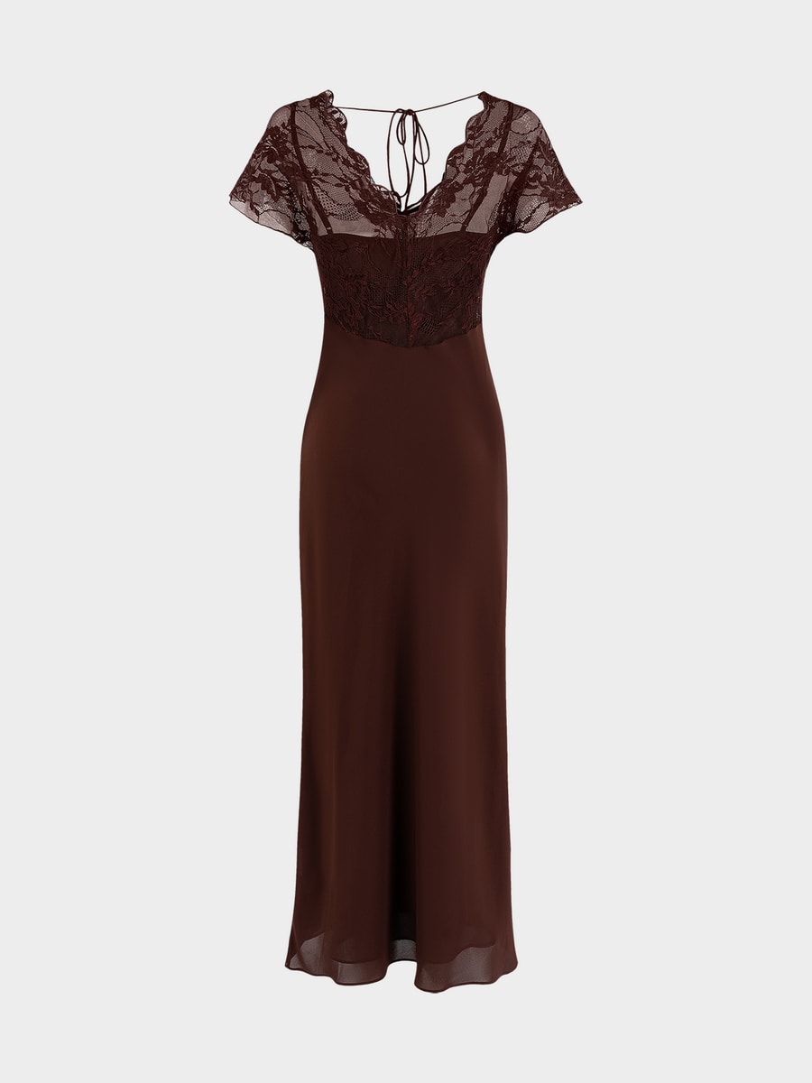 Платье миди с кружевом