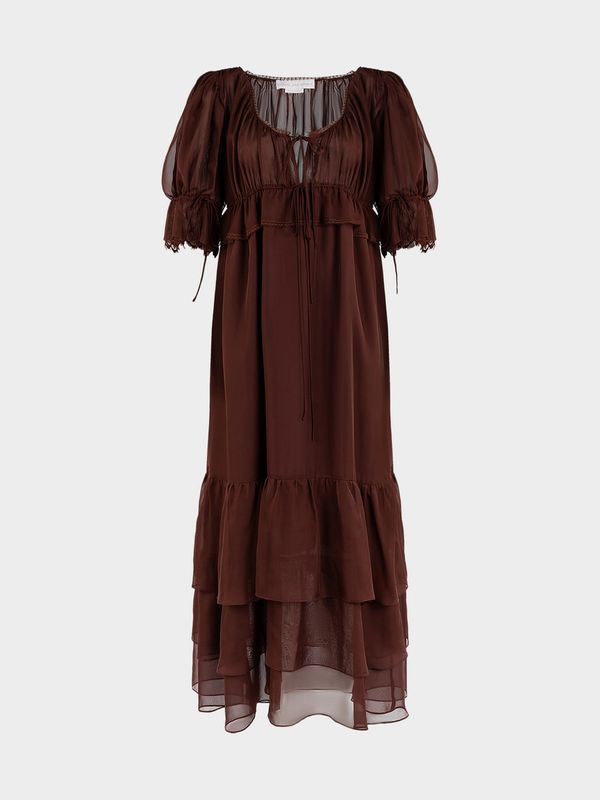 Шифоновое платье с воланами 