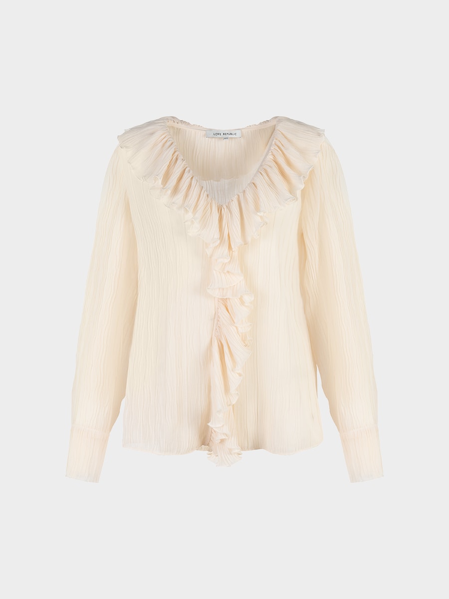 Шифоновая блузка с воланом