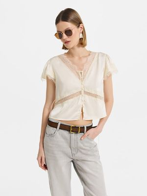 

Блузка из сатина с кружевом