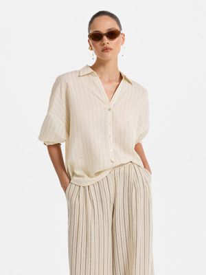 

Рубашка в полоску из вискозы со льном