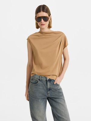 

Топ из хлопка и вискозы с драпировкой