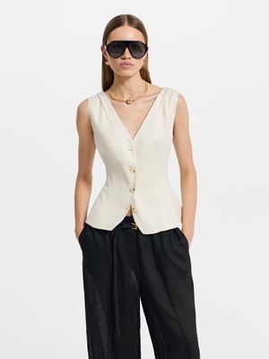 

Жилет изо льна и вискозы с баской