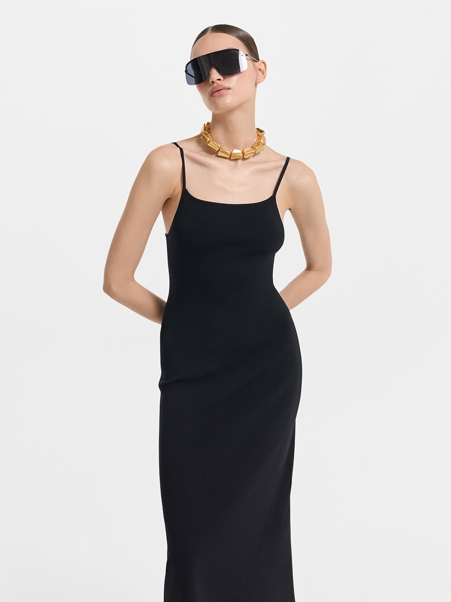 Трикотажное платье миди на бретелях 6254310528-50