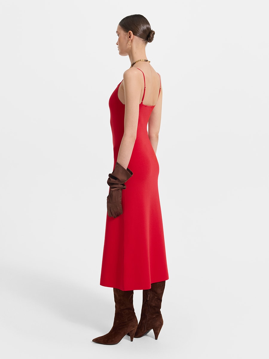 Трикотажное платье миди на бретелях 6254310528-70