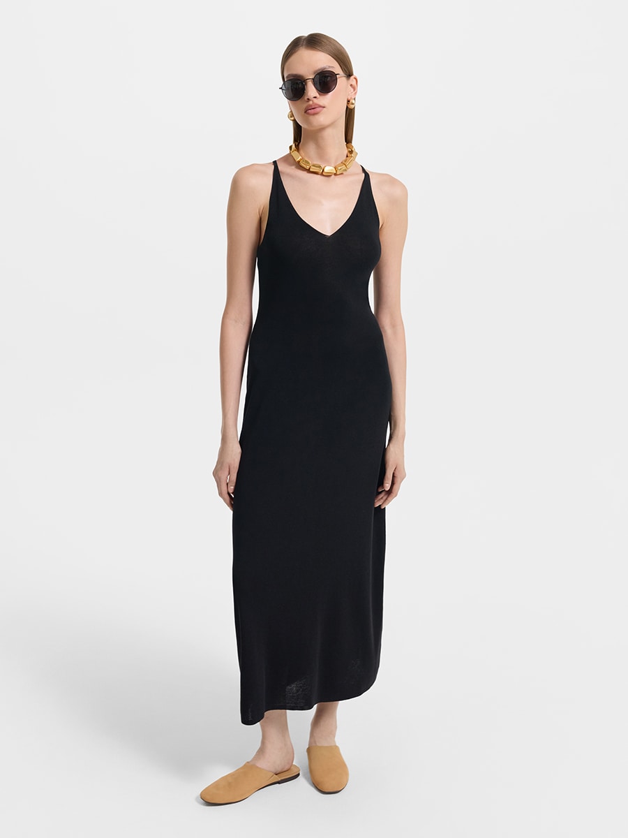 Трикотажное платье со льном 