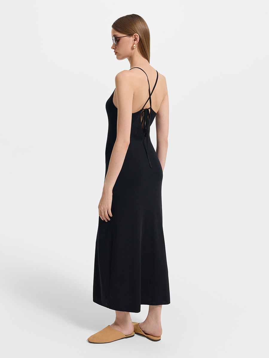 Трикотажное платье со льном 