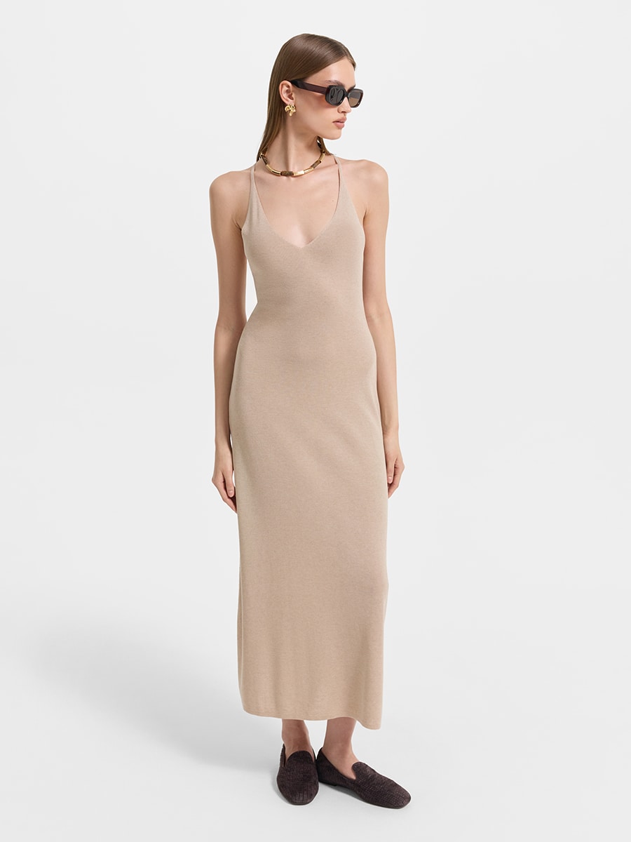 Трикотажное платье со льном и лиоцеллом 6254325534-62