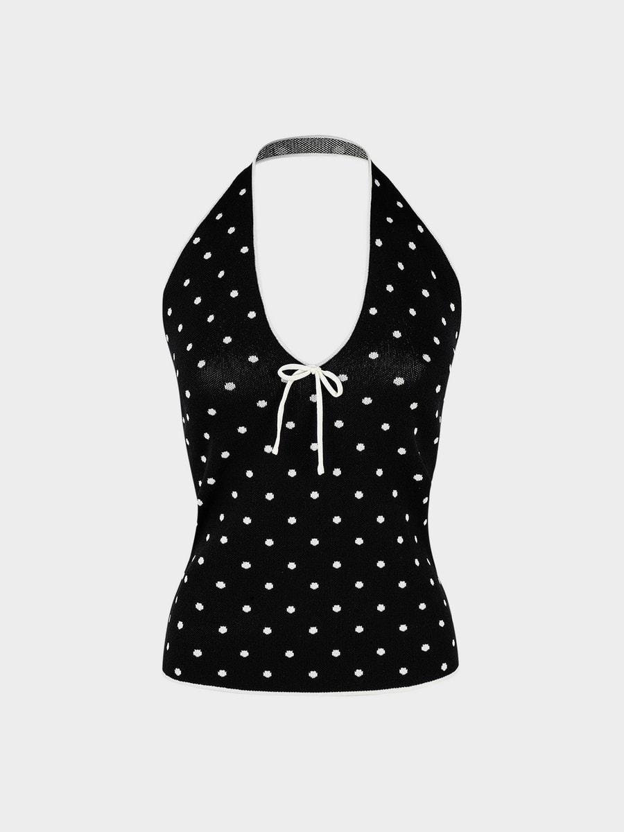 Трикотажный топ в горошек