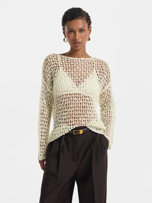 

Полупрозрачный джемпер ажурной вязки