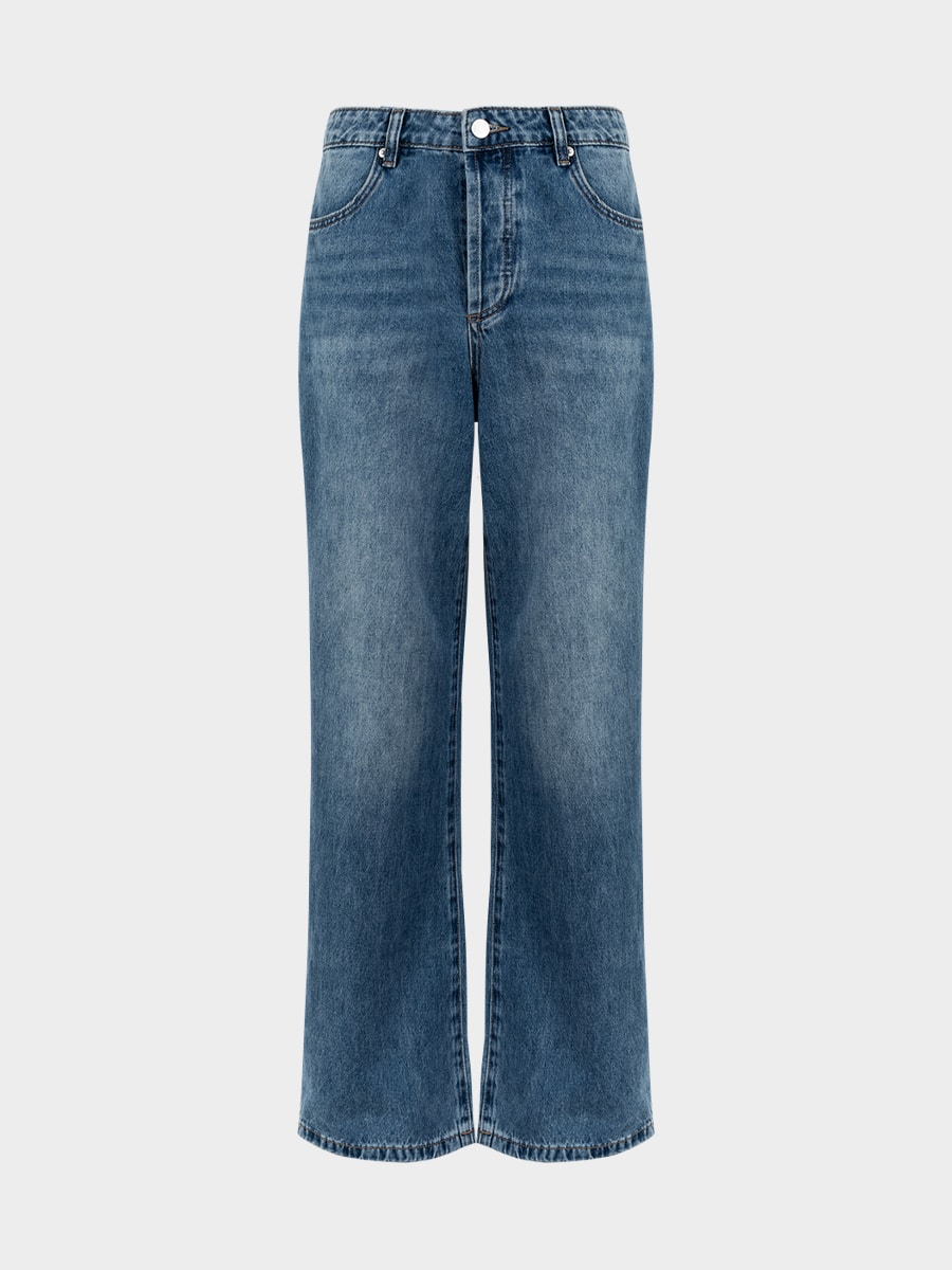 Прямые джинсы с высокой посадкой