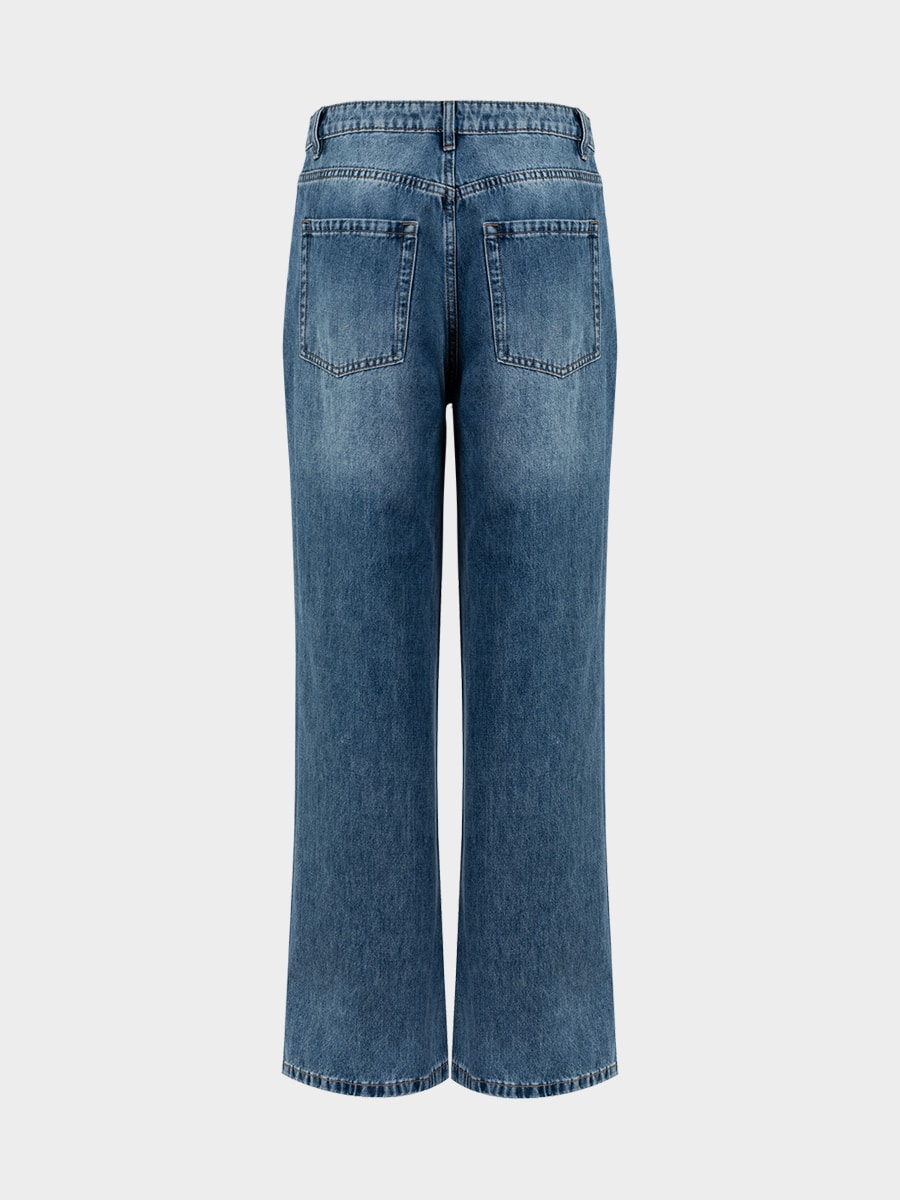 Прямые джинсы с высокой посадкой