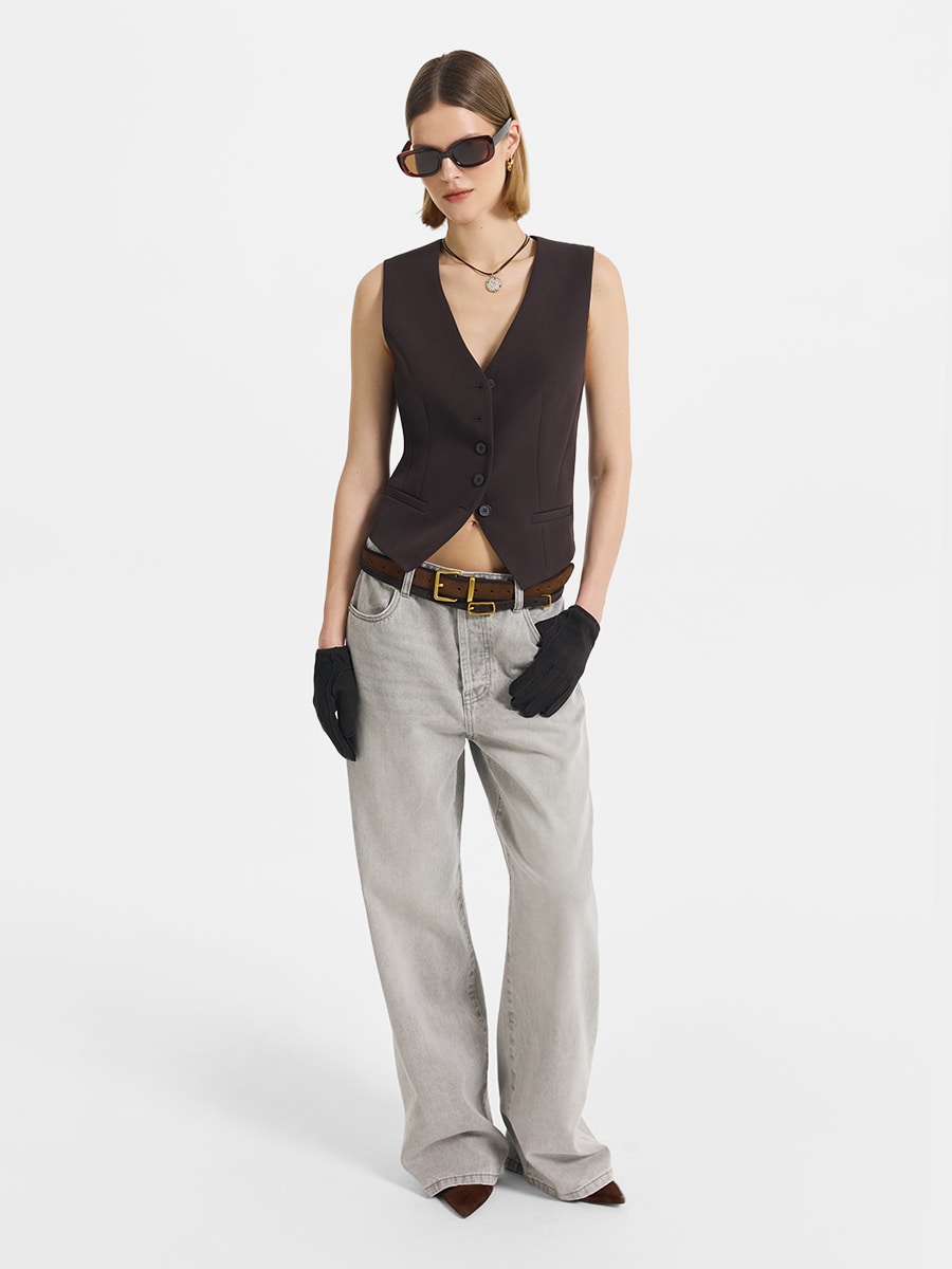 Прямые джинсы с высокой посадкой