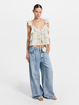 

Свободные джинсы из лиоцелла с поясом