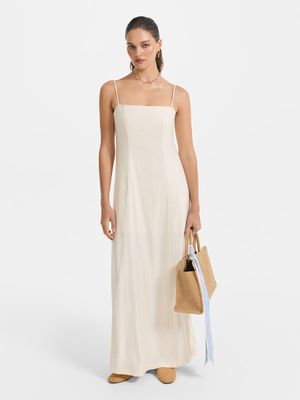 Платье изо льна и вискозы на бретелях