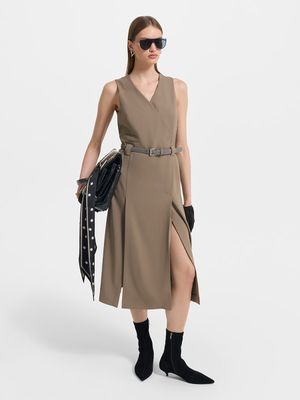 

Приталенное платье миди с ремнем