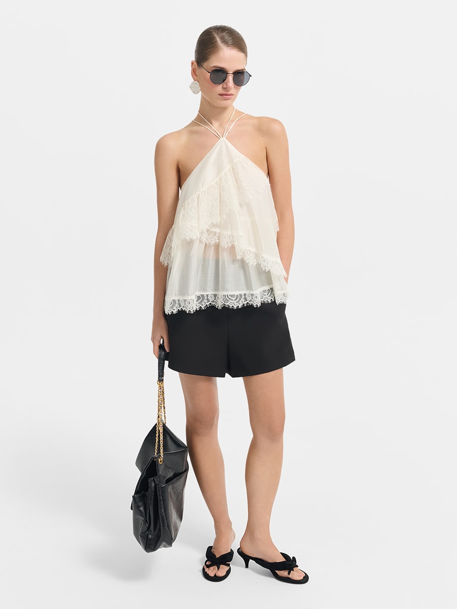 Топ из тенселя с кружевом