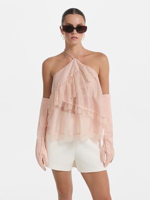 

Топ из тенселя с кружевом