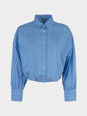 

Укороченная рубашка из хлопка в полоску