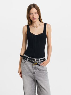 

Трикотажный топ с кружевом