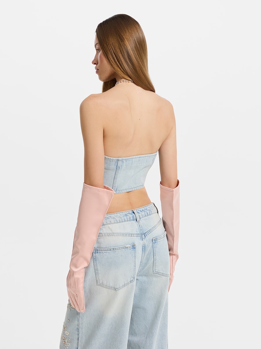 Джинсовый корсет с бисером