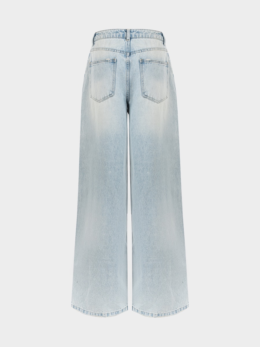 Широкие джинсы с бисером