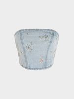 Джинсовый корсет с бисером