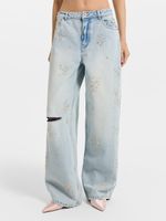 Широкие джинсы с бисером