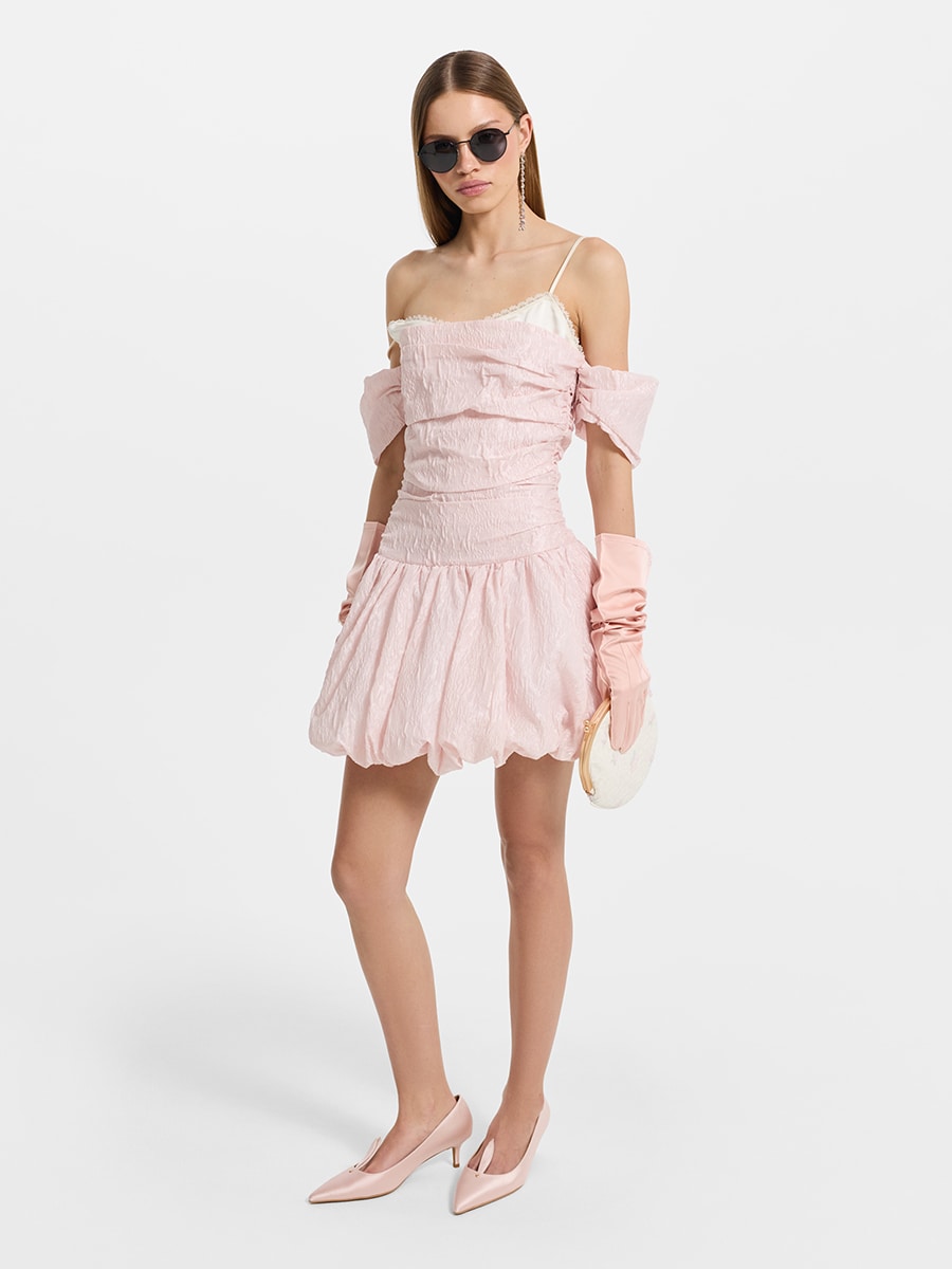 Платье мини из жатого сатина