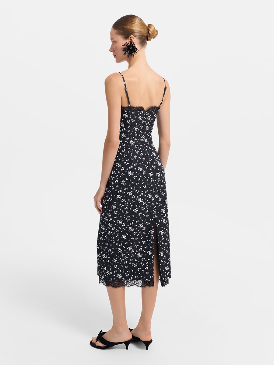Платье миди с кружевом