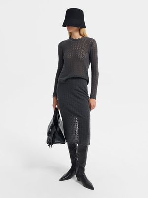 Трикотажная юбка миди из шерсти